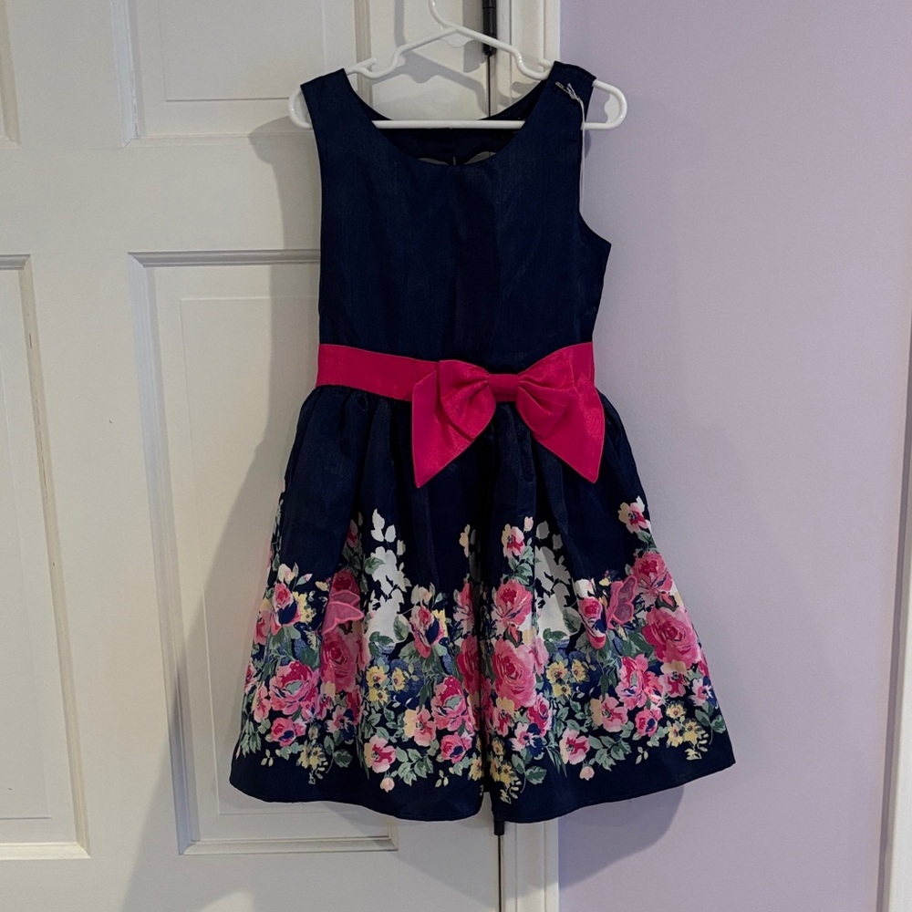 Zunie Navy and Pink Floral Kids Dress